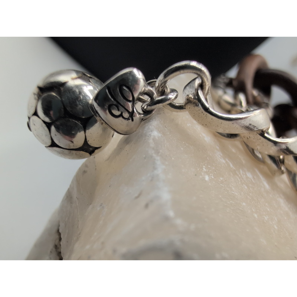 Brighton Pebble Chunky Link Wood Silver Tone bracelet - Picture 4 of 9